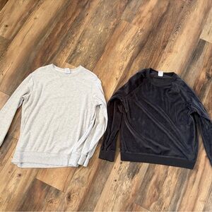 stars above Light Gray Crewneck and Black Velour Sweatshirt Set